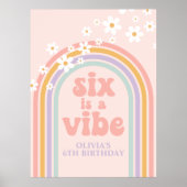 Pastel Regenboog Retro Zes is een Sfeer 6de Verjaa Poster (Voorkant)