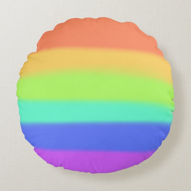 Pastel Regenboog Rond Kussen (Voorkant)
