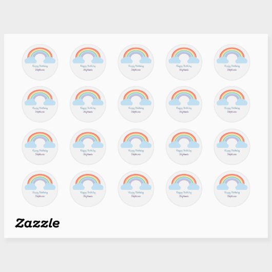 Pastel Regenboog Ronde Sticker (Vel)