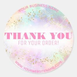 Pastel regenboog roze goud dank u bestelling lever ronde sticker
