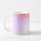 Pastel Regenboog Roze Goud Paars Glitter Monogram Koffiemok (Links)