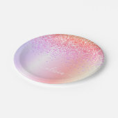 Pastel Regenboog Roze Goud Paars Glitter Monogram Papieren Bordje (Gekanteld)