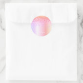 Pastel Regenboog Roze Goud Paars Glitter Monogram Ronde Sticker (Tas)