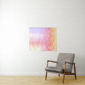 Pastel Regenboog Roze Goud Paars Glitter Monogram Wandkleed (In Situ (horizontaal))