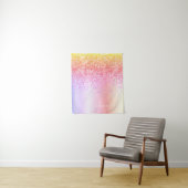 Pastel Regenboog Roze Goud Paars Glitters Monogram Wandkleed (In situ)