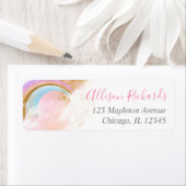 Pastel regenboog roze goud retour adreslabels etiket (Insitu)