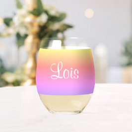 Pastel Regenboog Roze Paarse Geel Ombre (naam) Wijnglas Zonder Voet