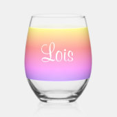 Pastel Regenboog Roze Paarse Geel Ombre (naam) Wijnglas Zonder Voet (Voorkant)