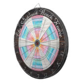 Pastel Regenboog Rustieke Bruine Hout Tonaal Grein Dartbord (Voorkant Rechts)