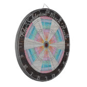 Pastel Regenboog Rustieke Bruine Hout Tonaal Grein Dartbord (Voorkant Links)