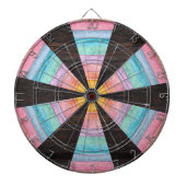 Pastel Regenboog Rustieke Houten Dartbord (Voorkant)