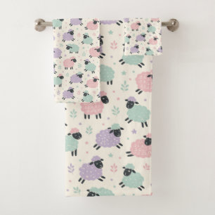Pastel Regenboog Schapen Patroon Bad Handdoek