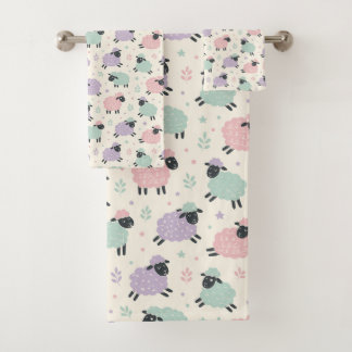 Pastel Regenboog Schapen Patroon Bad Handdoek