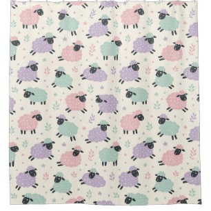 Pastel Regenboog Schapen Patroon Douchegordijn