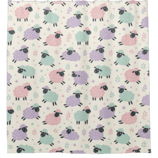 Pastel Regenboog Schapen Patroon Douchegordijn