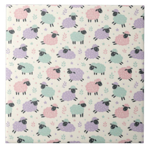 Pastel Regenboog Schapen Patroon Tegeltje