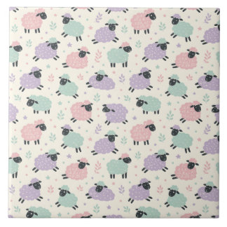 Pastel Regenboog Schapen Patroon Tegeltje