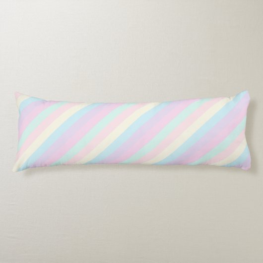Pastel Regenboog Sherbet Diagonale strepen Lichaamskussen (Voorkant)