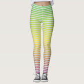 Pastel Regenboog Spectrum Gradiënt Witte Strepen Leggings (Voorkant)