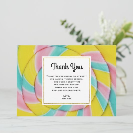 Pastel regenboog spiraal Snoep Bedankkaart (Staand voorkant)