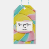 Pastel regenboog spiraal Snoep foto alleen voor u Cadeaulabel (Voorkant)