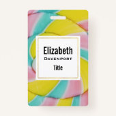 Pastel regenboog spiraal Snoep foto Badge (Achterkant)