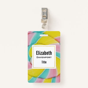 Pastel regenboog spiraal Snoep foto Badge
