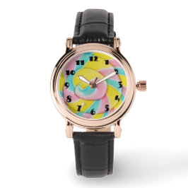 Pastel regenboog spiraal Snoep foto Horloge