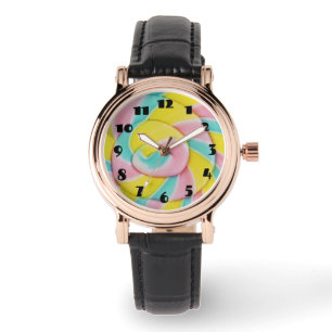 Pastel regenboog spiraal Snoep foto Horloge