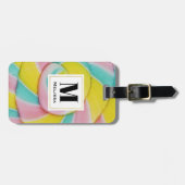 Pastel regenboog spiraal Snoep foto Monogram Bagagelabel (Voorkant horizontaal)
