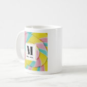 Pastel regenboog spiraal Snoep foto Monogram Koffiemok (Voorkant links)