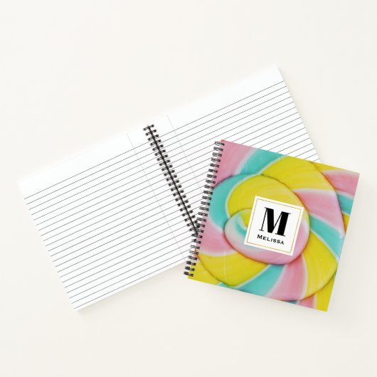 Pastel regenboog spiraal Snoep foto Monogram Notitieboek (Binnen)