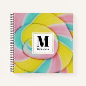 Pastel regenboog spiraal Snoep foto Monogram Notitieboek (Voorkant)