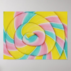 Pastel Regenboog Spiraal Snoep Foto Poster