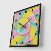 Pastel regenboog spiraal Snoep foto Vierkante Klok (Hoek)