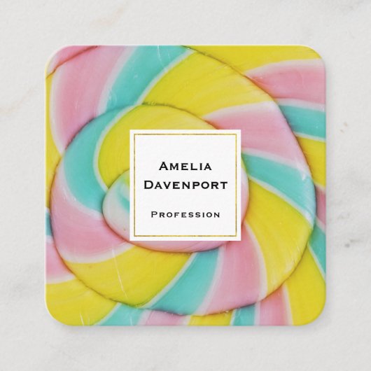 Pastel regenboog spiraal Snoep foto Vierkante Visitekaartje (Voorkant)
