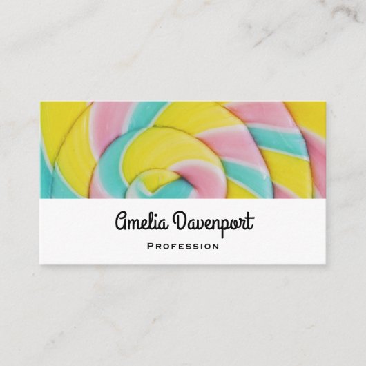 Pastel regenboog spiraal Snoep foto Visitekaartje (Voorkant)