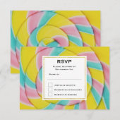 Pastel regenboog spiraal Snoep RSVP Kaartje (Voorkant / Achterkant)