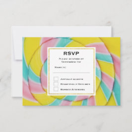 Pastel regenboog spiraal Snoep RSVP Kaartje