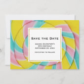 Pastel regenboog spiraal Snoep Save The Date (Voorkant)