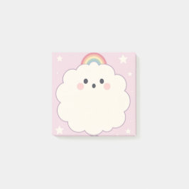 Pastel Regenboog Sticky Notes met wolken Post It