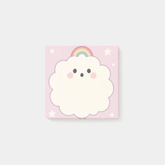 Pastel Regenboog Sticky Notes met wolken Post It