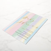 Pastel Regenboog Strepen Baby Shower Folie Uitnodi Uitnodiging (Gedraaid)