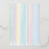 Pastel Regenboog Strepen Baby Shower Folie Uitnodi Uitnodiging (Achterkant)