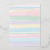 Pastel Regenboog Strepen Baby Shower Folie Uitnodi Uitnodiging (Achterkant)