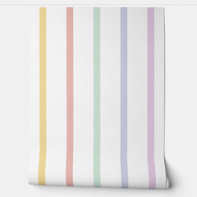 Pastel Regenboog Strepen Behang (Afrollen)