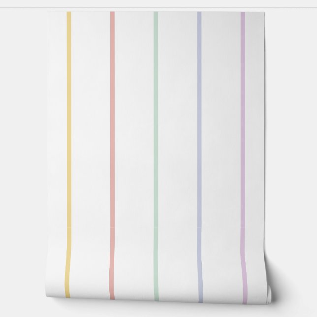 Pastel Regenboog Strepen Behang (Afrollen)