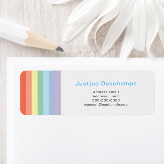 Pastel Regenboog Strepen Retouradres Label (Insitu)