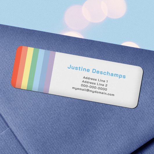 Pastel Regenboog Strepen Retouradres Label