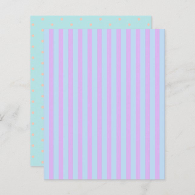 Pastel Regenboog Strepen & Stippen Scrapbook Papie (Voorkant / Achterkant)